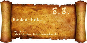 Becker Betti névjegykártya